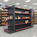 Gray Black Heavy Duty Metallic Supermarket Store Gondola Shelving Single Sided Shelves Hanger