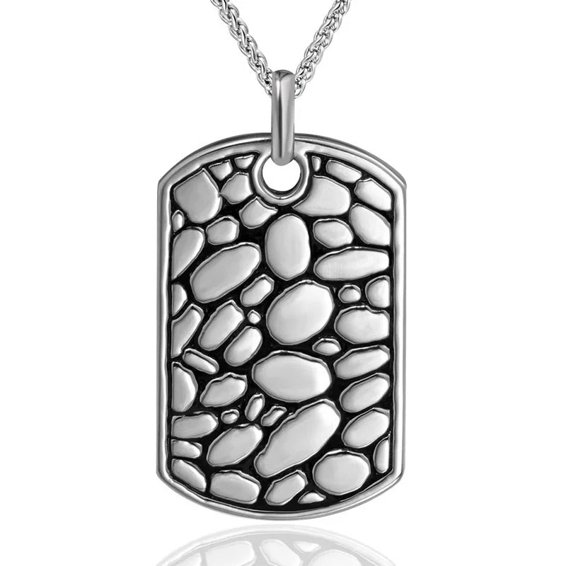 Titanium Steel Personality Domineering Pebble Men's Fashion Pendant US Dogtag Necklace