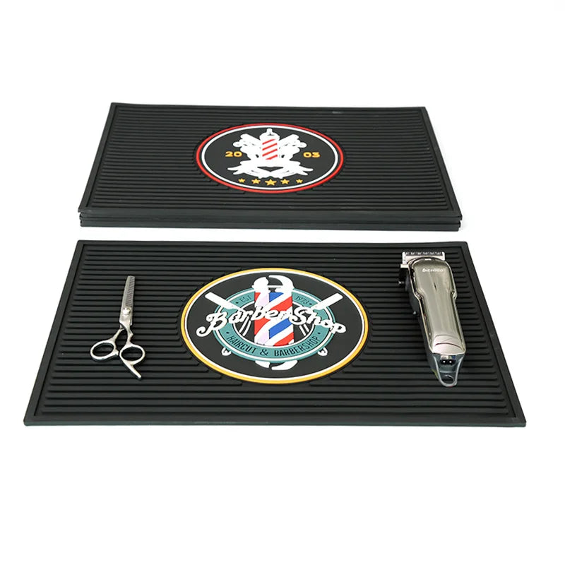 Barber Accessories Reusable Barber Work Station Mat Flexible PVC Mat for Clippers Salon Tools With Logo