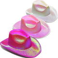 Adult Iridescent Holographic Party Favors Cowboy Hats Cowgirl Party Hat for Women in Metallic Colors