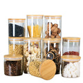 5pcs Set Glass Canister High Borosilicate Glass Food Storage Jar with Bamboo Cover