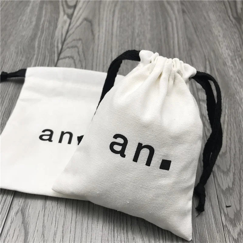 8*10cm Beige Cotton Canvas Drawstring Pouch Gift Jewelry Packaging Bags
