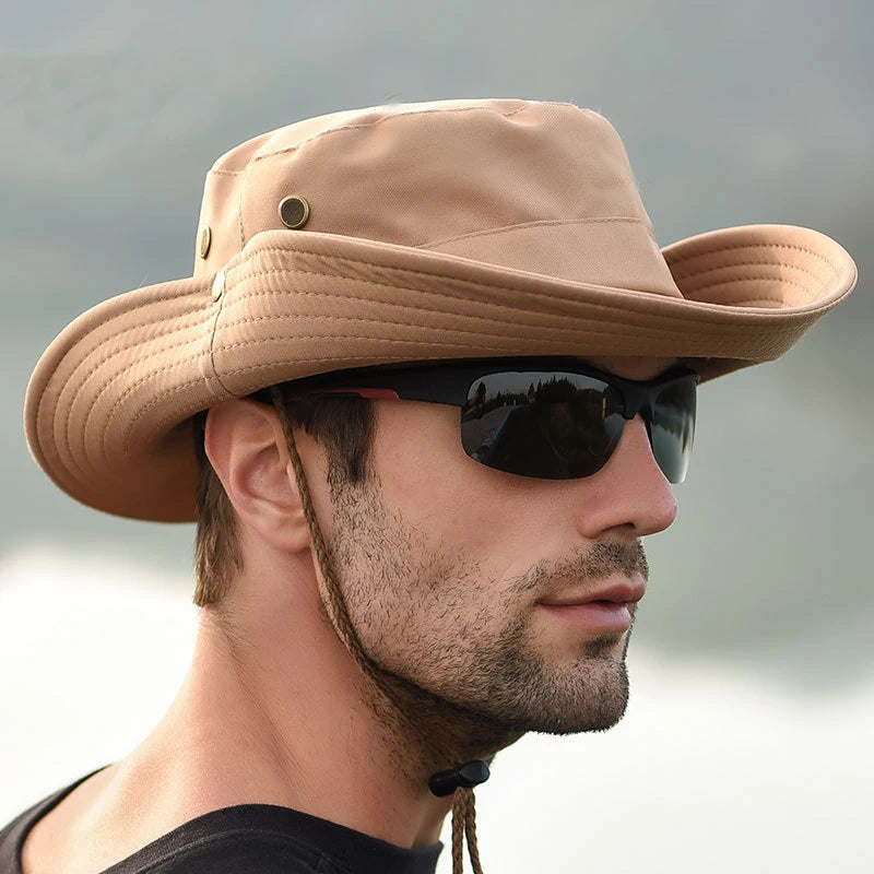 Outdoor Fishing Hat Wide Brim Man Breathable Mesh Fishing Cap Beach Hats Camouflage Sun Uv 50+ protection Shade Hat