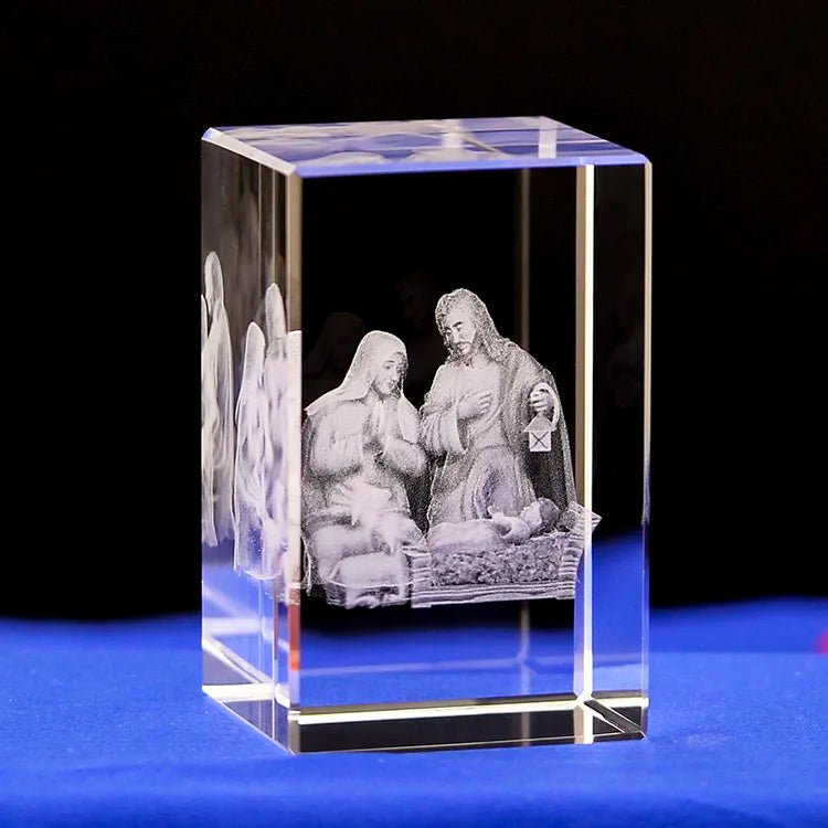 Customized Crystal Jesus 3d Laser Engraved Crystal Cube for Religious Gifts