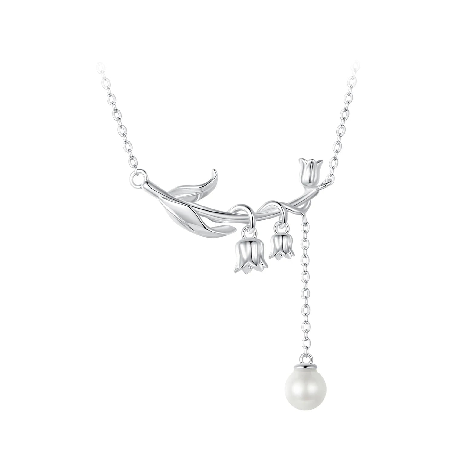 925 Sterling Silver Lily of the Valley Necklace Exquisite Flower Pendant Neck Chain for Women Birthday Gift Fine Jewelry BSN357
