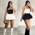 Custom Logo New Arrival Women's Two Piece Set High Waist Sleeveless Crop Top & Knee Skirt Solid Color Outfit Short Length Top