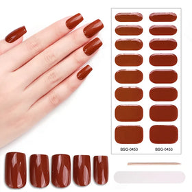 New Design Style Semi-cured Gel Strips Valentine's Day Design Gel Nail Stickers
