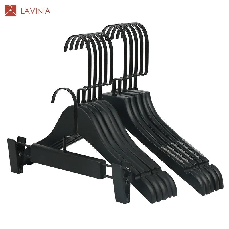 Women's Hanger Wide Shoulders Black High Grade Household Clothing Store Clothes Hanger Wood Hangers