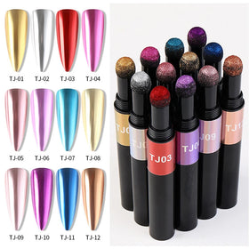 Nail TJ12 Color Nail Solid Loose Powder Chameleon Titanium Gold Powder Coated Magic Mirror Liner Pigment Brush Air Cushion Pen
