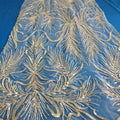Gold 3D Flowers Sequins Lace Fabric African Lace Party Beads Sequins Net Lace for Wedding
