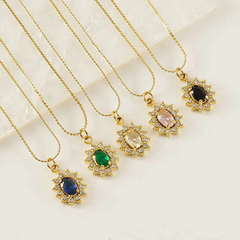 2025 Dainty Stainless Steel Necklace 18K Gold Plated Waterproof Zircon Charm Heart Necklace for Women