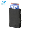 Factory Custom PU Leather RFID Blocking Metal Pop Credit Card Holder Mini Wallet for Men