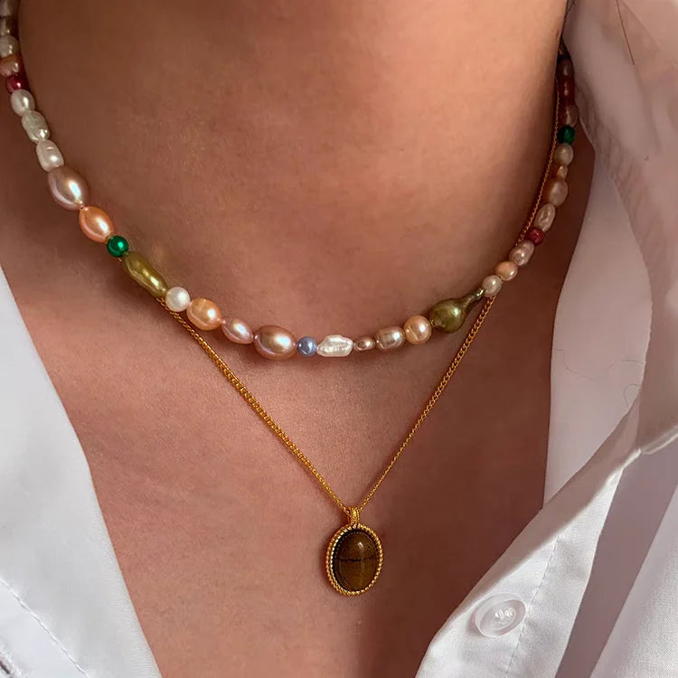 Original Design Selected High Quality Colorful Natural Baroque Freshwater Pearls Beaded Necklace for Girls Jewelry Gifts Custom