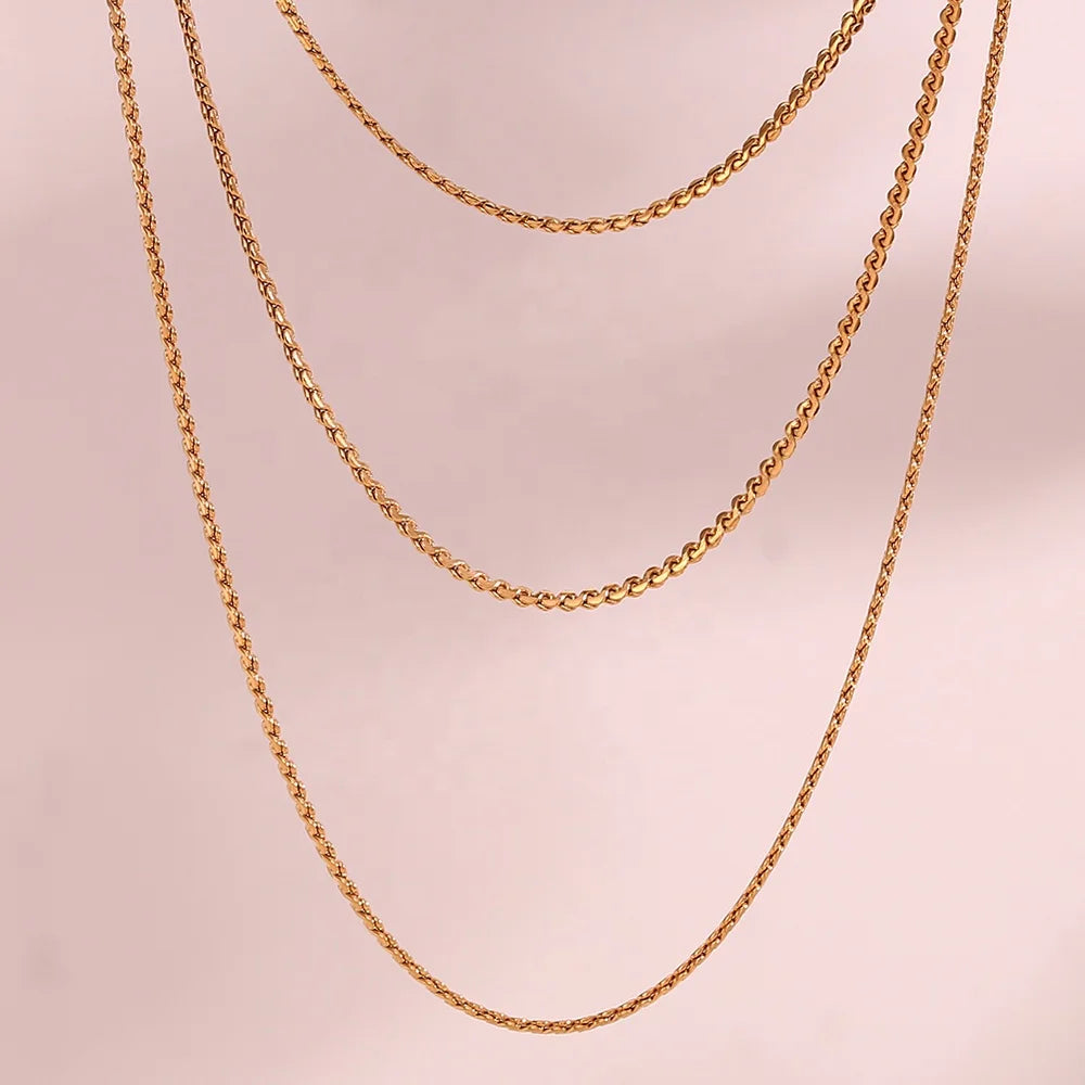 Dreamshow Minimalist Jewelry 18k Gold Plated Stainless Steel Chain Set Tarnish Free Water Proof Necklace and Bracelet