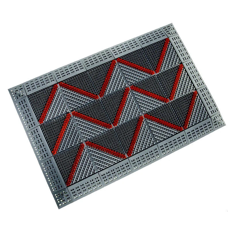 Popular  Anti Slip  Three in One Interlocking Triad Modular Tiles Mat Door with Mat Brush