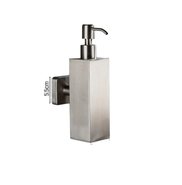 Manual Hotel Wall-mounted Stainless Steel Foam Liquid Soap Dispenser Modern Double Lotion Square for Bathrooms