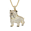 Wholesale Solid Gold Filled Hiphops Jewelry Anime Pet Dog Pendant Necklace AAA Cubic Zirconia Jewelry Diamond Head Dog Necklace