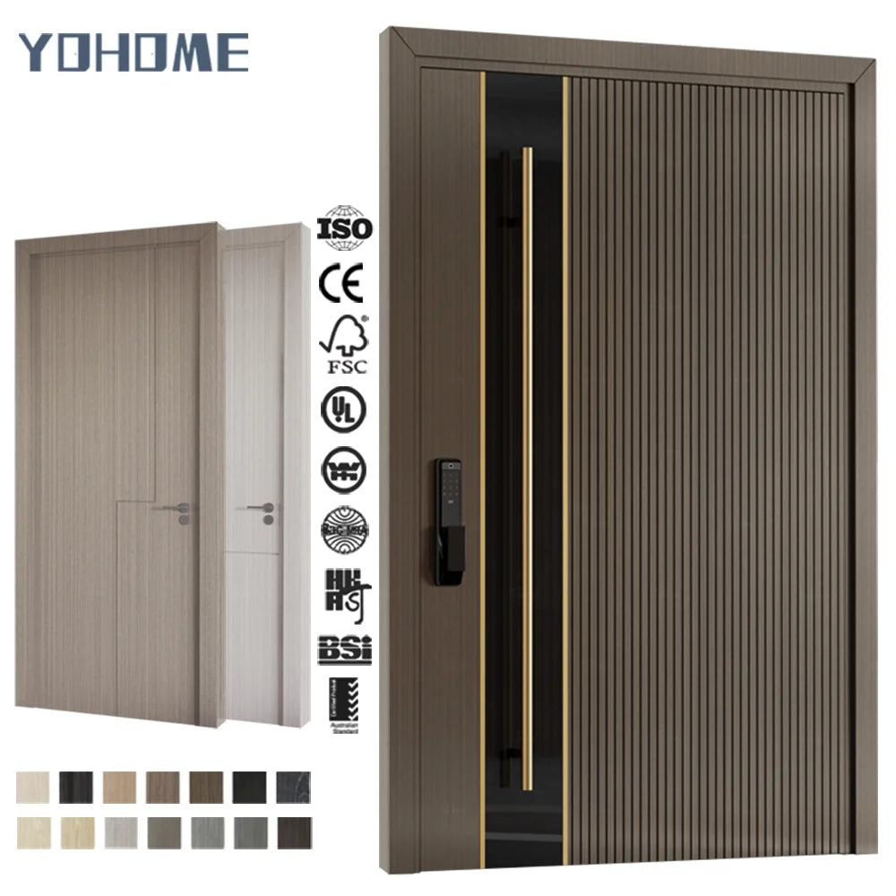 China Top Manufacturer Villa Project Solid Wood Pivot Door Modern Wooden Front Doors Luxury Entrance Doors for House