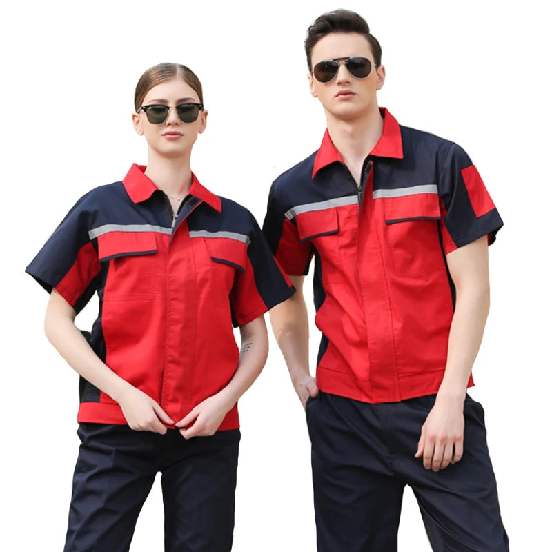 Navsegda Oem Wholesale Clothing Short Sleeve Jacket and Pant Two Pieces Suit Workshop Work Clothes