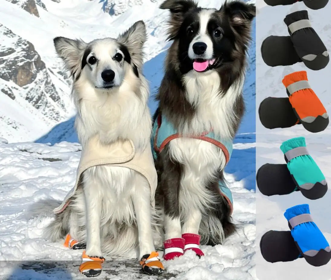 Factory Direct Winter Dog Shoes Breathable Classic Style Warm Waterproof Cloth Mesh Fleece Material Animal Foot Cover for Pets