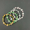 New Style Gemstone Jewelry Crystal Natural Stone Peach Heart 8mm Rose Quartz Green Aventurine Stainless Steel Bead Bracelet