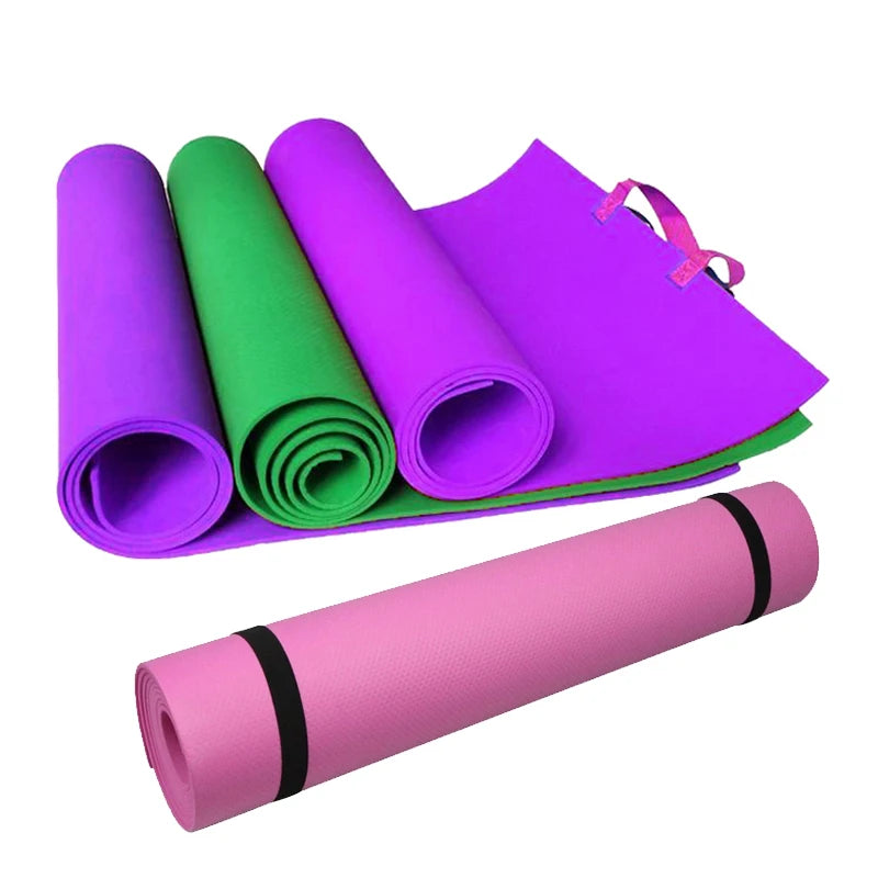 New Eco Friendly TPE 4mm Waterproof Workout Portable Yoga Mat with Custom Logo and Carrying Strap for Home Outdoor Sports Gym