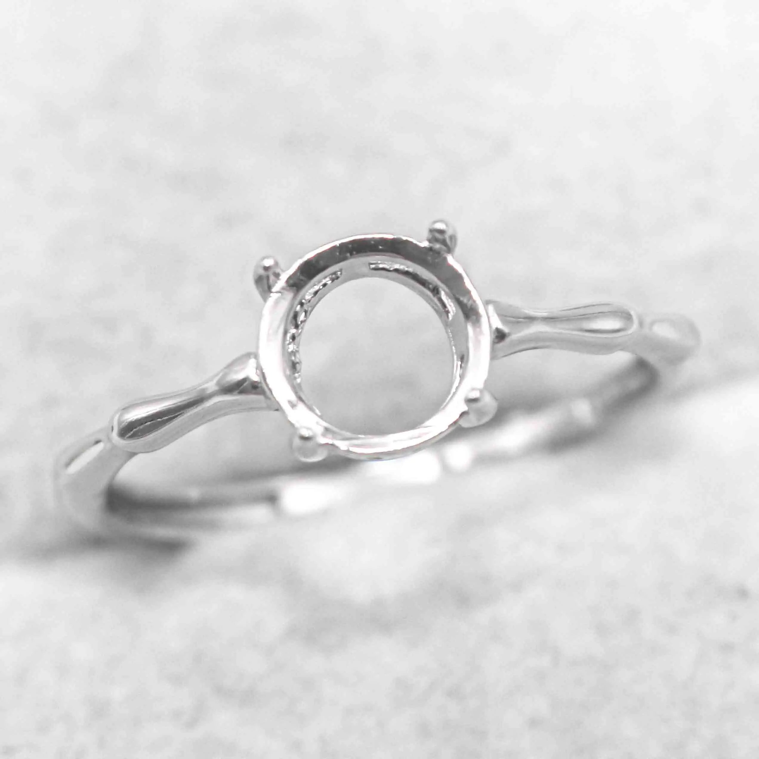 Sterling Silver 4mm/5mm/6mm/7mm/8mm/9mm/10mm Semi Mount Ring Frame Empty Blank Setting Base Without Center Stone Inlay for DIY