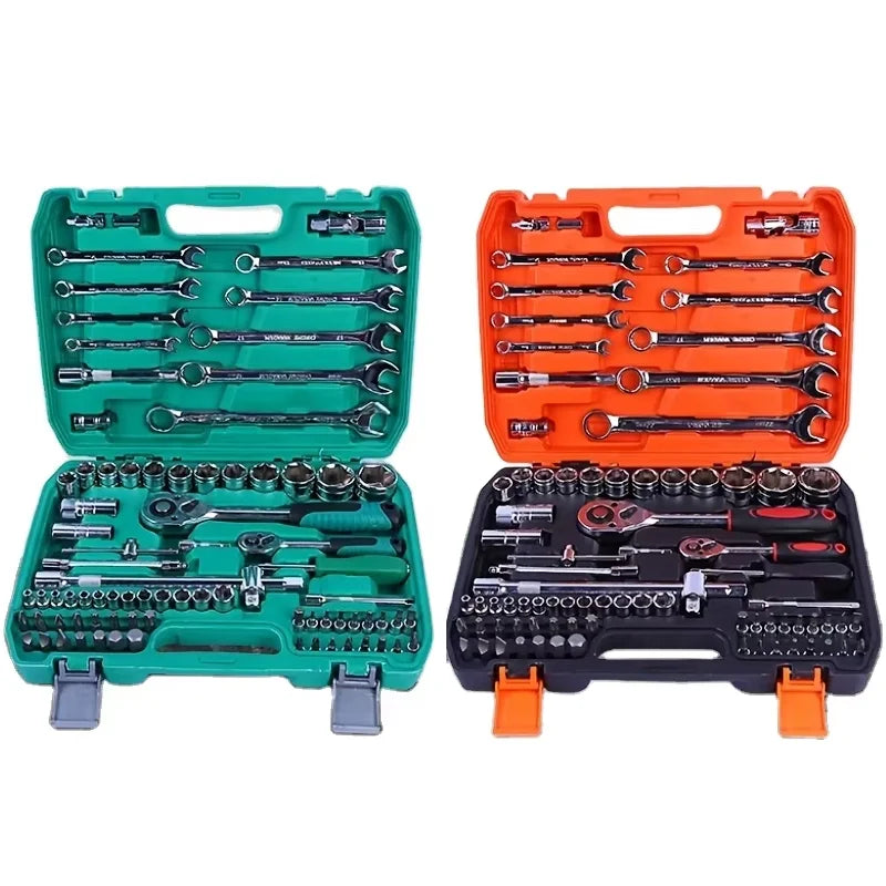 82pcs High-End Professional Mechanic Tool Set 1/2\" 1/4\" 3/8\" Drive Standard Sockets Ratchet Wrench Torque Kits OEM Hard Case