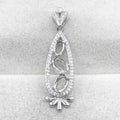 Sterling Silver 3*4+4*5mm Semi Mount Pendant Empty Frame Blank Support Setting S925 Base Hold Without Center Stone for DIY Inlay
