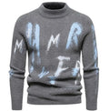 Custom Men Sweater Letter Print Pullover Knitwear Winter Round Neck Cotton Knitted Designer Custom Knit Sweater