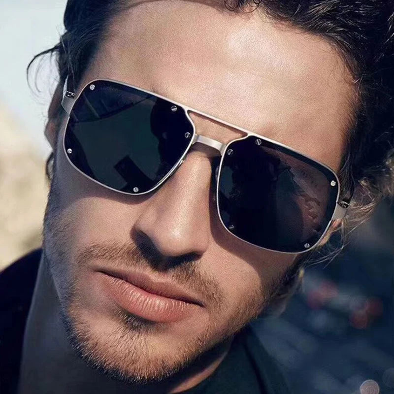 0194 Retro Cool Outdoor Metal Frame Twin Bridge pilot Sunglasses for Men