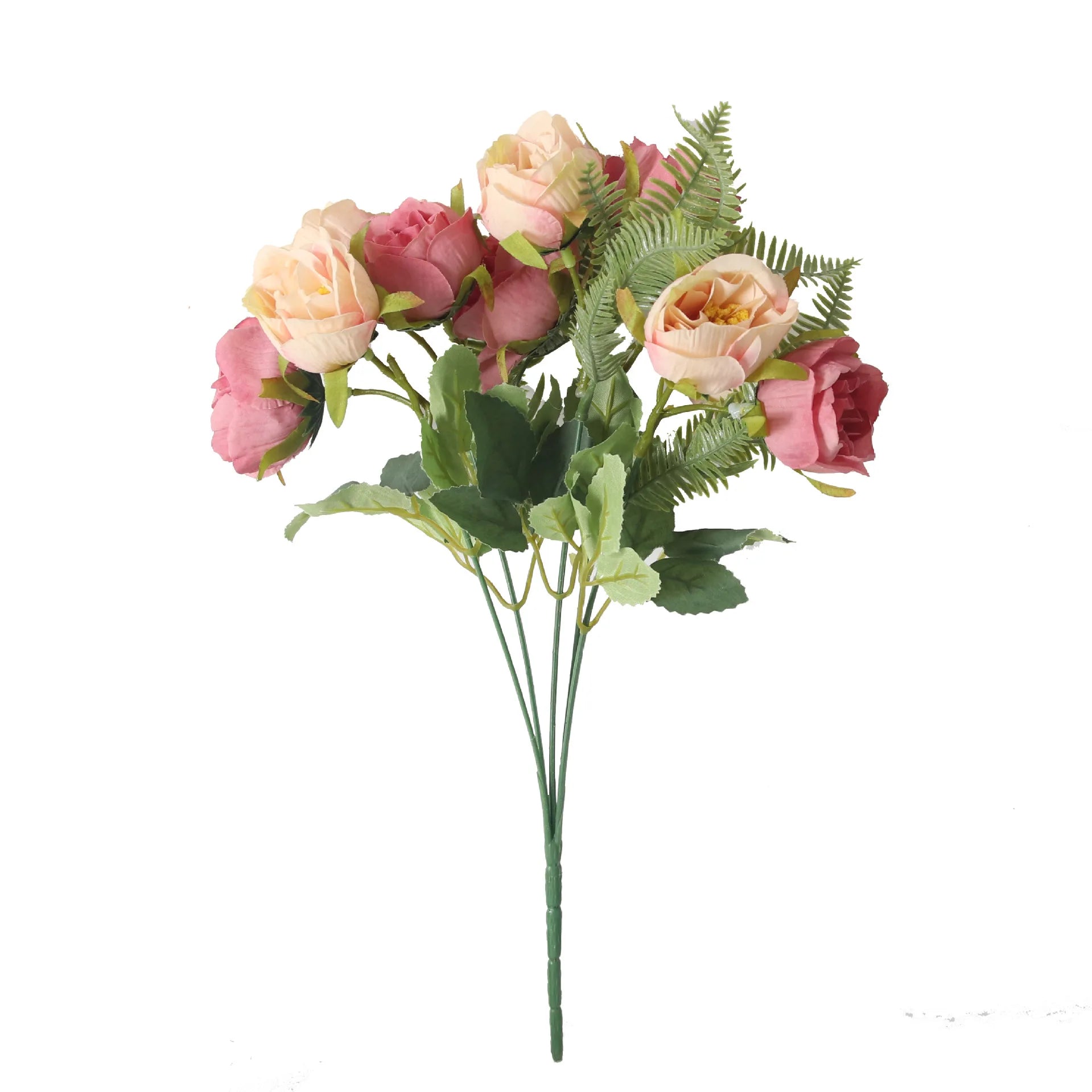 E-L110 Wholesale 5 Branch 9 Heads Artificial Flowers Bouquet Mini Rose Wedding Home Office Decor