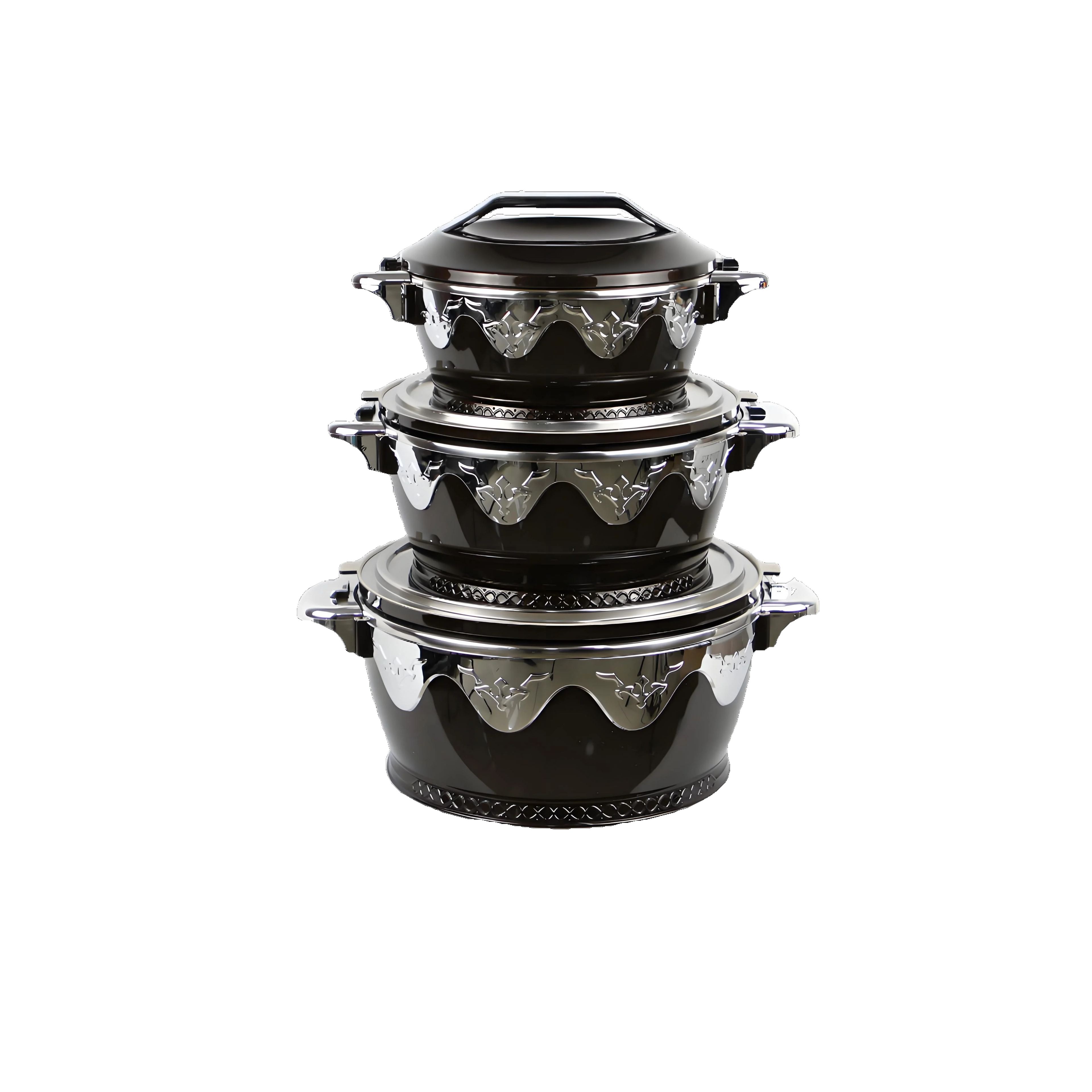 Modern Style Double Layer Heat Preservation ABS Printing Metal Pot Dish Set