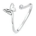 New Arrival 925 Sterling Silver Cubic Zirconia Butterfly Open Adjustable Ring Women Jewelry