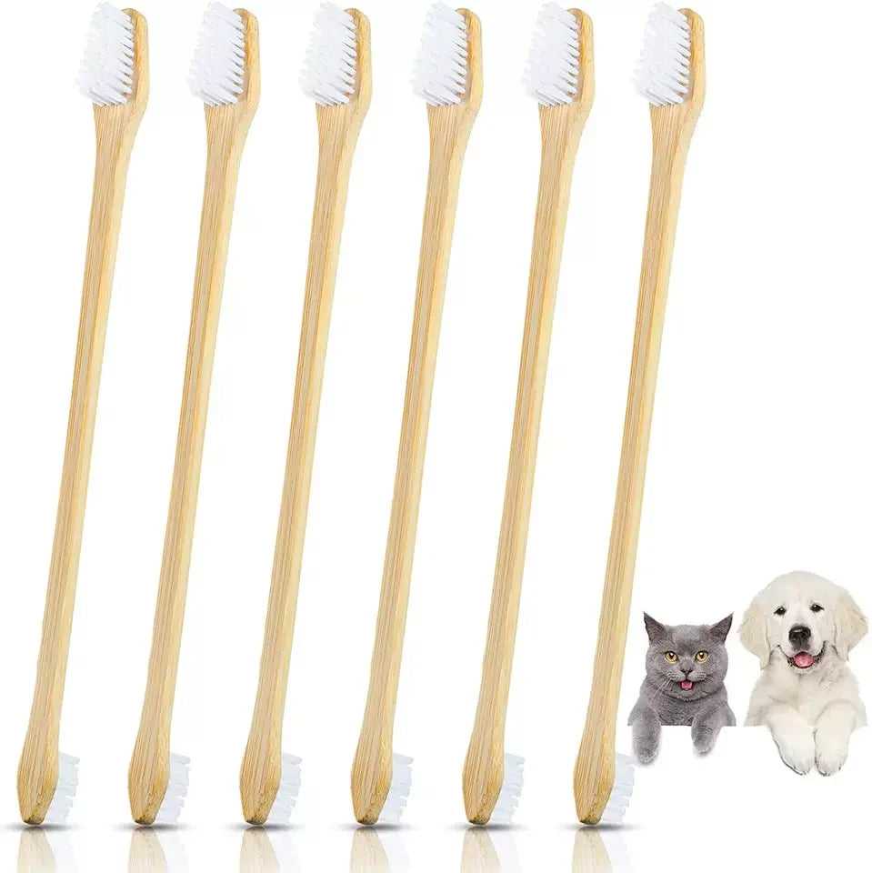 Hot Sale Two-Head Bamboo Pet Dog Toothbrush with ECO-Friendly Bamboo Handle for Travel