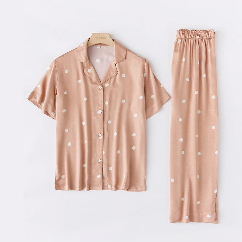 Bamboo Pajamas Viscose Fiber Autumn Gentle Long Skirt Fairy V-neck Long-sleeved Women's Pajamas Waist Slim Pajamas
