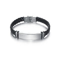 Wholesale Personal Engraved Stainless Steel Bracelet Jewelry Handmade Woven Leather Cuff Couple Bracelet for Men Stainless Steel