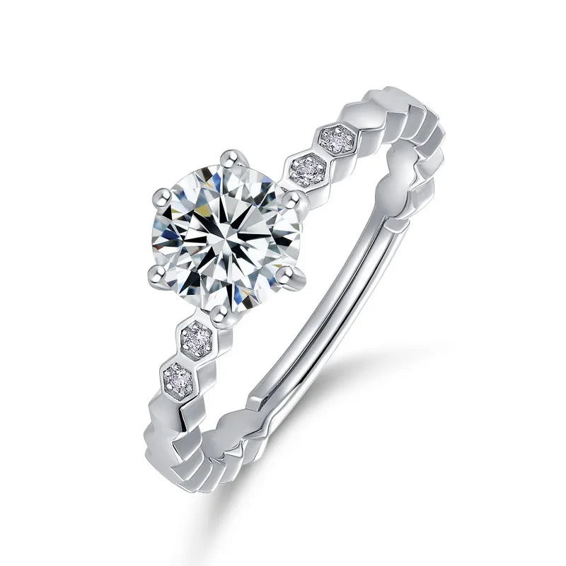 925 Sterling Silver Engagement Fings1ct VVS Moissanite Diamond Ring Jewelry