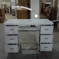 Nail Salon Furniture With Dust Cleaner Wholesale White Modern Design Customized Beauty Salon Desk Nail Manicure Table for Sale