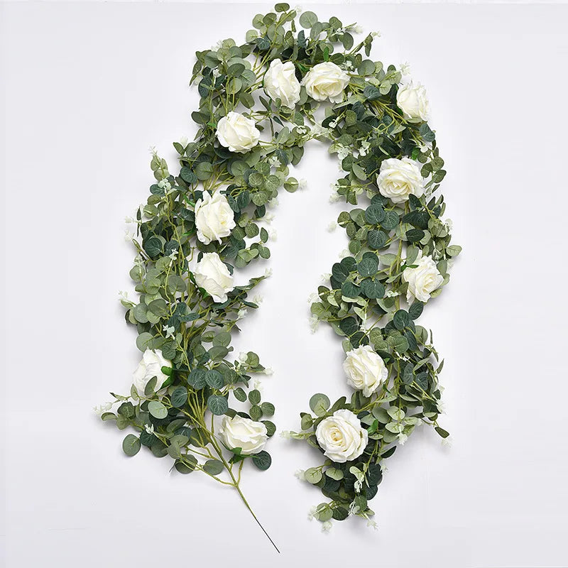 AF2004 Artifical Rose Vine Flowers Plants Artificial Flower Hanging Rose Ivy for Home Hotel Office Wedding Party Garden Decor