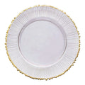 13-Inch Clear Transparent Glass Charger Plates with Golden Edges New Style Wedding Event Tableware for Restaurants