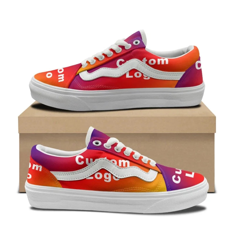Custom Logo Classic Plain White Lace Canvas Sneaker Shoes Personalized Casual Athletic Running Pods Height Increasing Feature