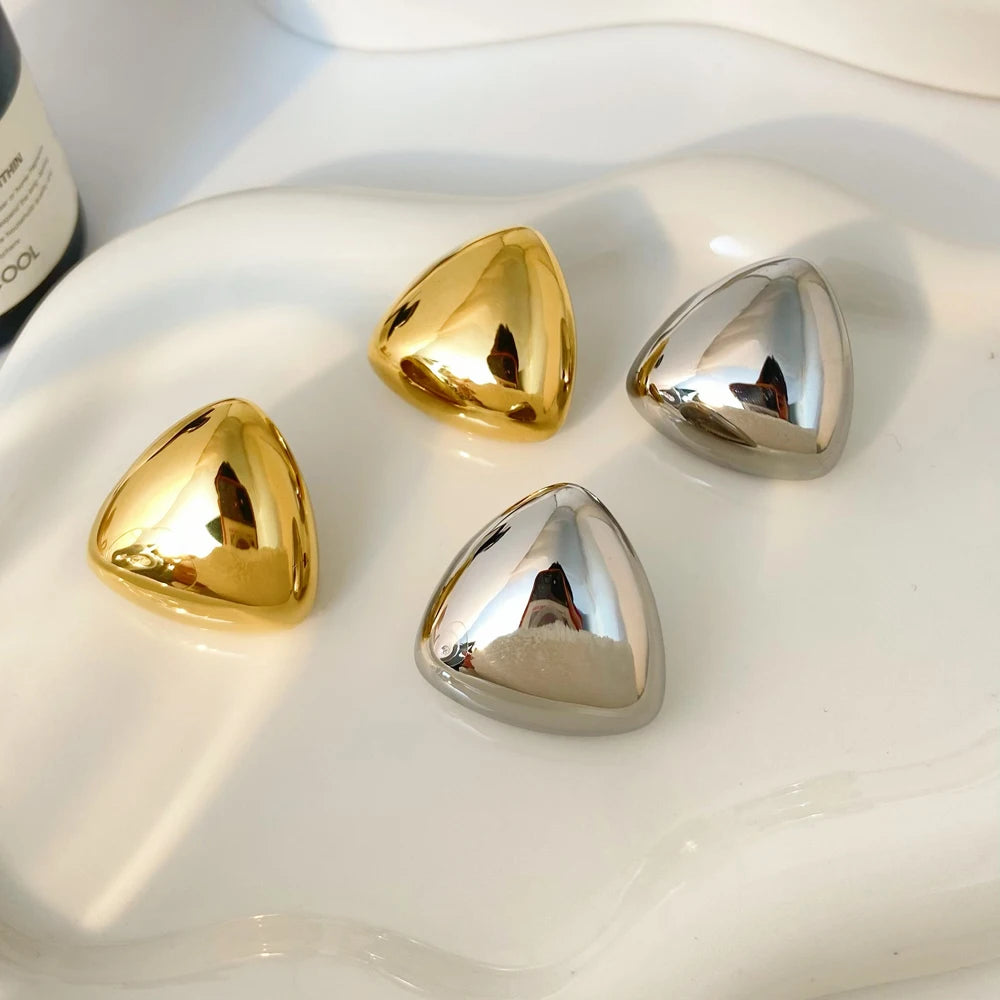 18k Gold Stainless Steel Large Glossy Triangular Earrings Fashion Jewelry Hot Selling Earrings Anti Fading