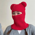 Custom Design No Logo Motorcycle 1 Hole Wholesale Ski Mask Bear Big Ears Knitted Hooded Collar Neck Protector Sports Unisex