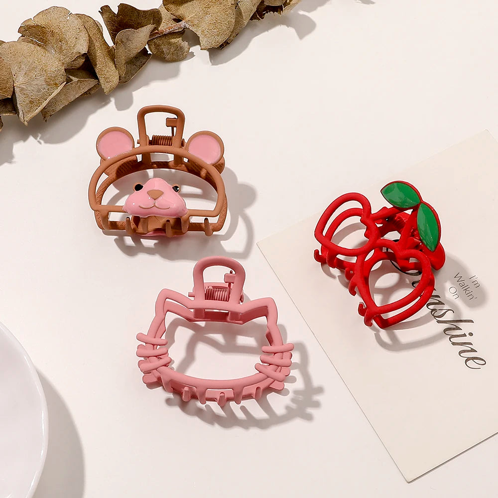 2022 Cute Cat & Small Bear Design Alloy Mini Hair Claw Clips Sweet Small Hair Accessories for Girls