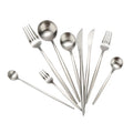 Hot Selling Portuguese Stylish Wedding Tableware Knife Fork Spoon Stainless Steel Gold Matte Flatware Set for Back to School
