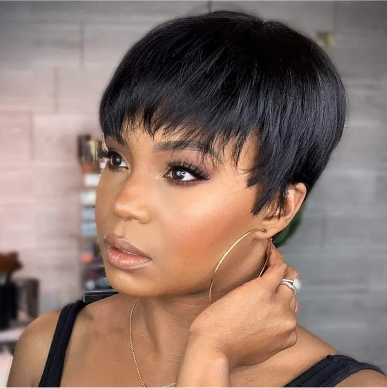Short for Cut Brazilian Human Hair Wigs 10A Grade Remy 180% Density Glueless Natural Color Black Women's Bob Wigs