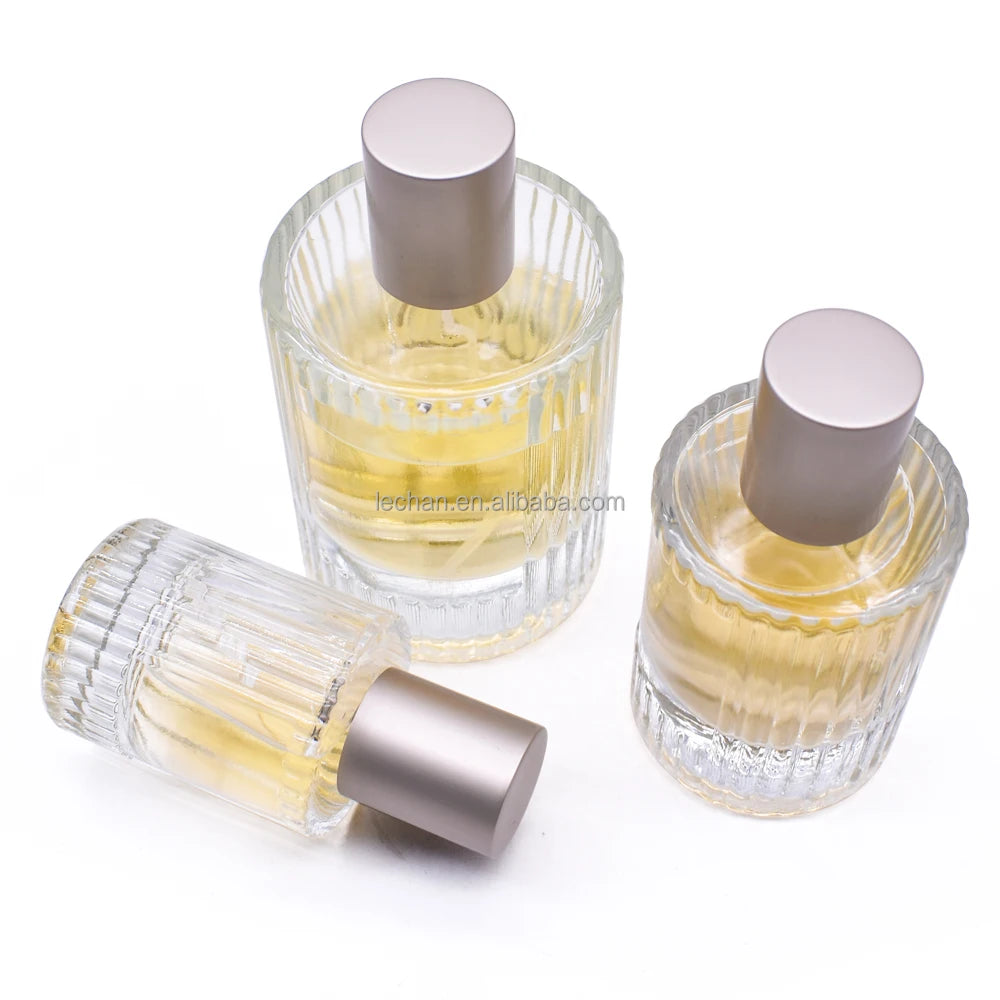 Vertical Stripes Glass Perfume Spray Bottle 30ml 50ml 100ml Perfume Toner and Aromatherapy Bottle