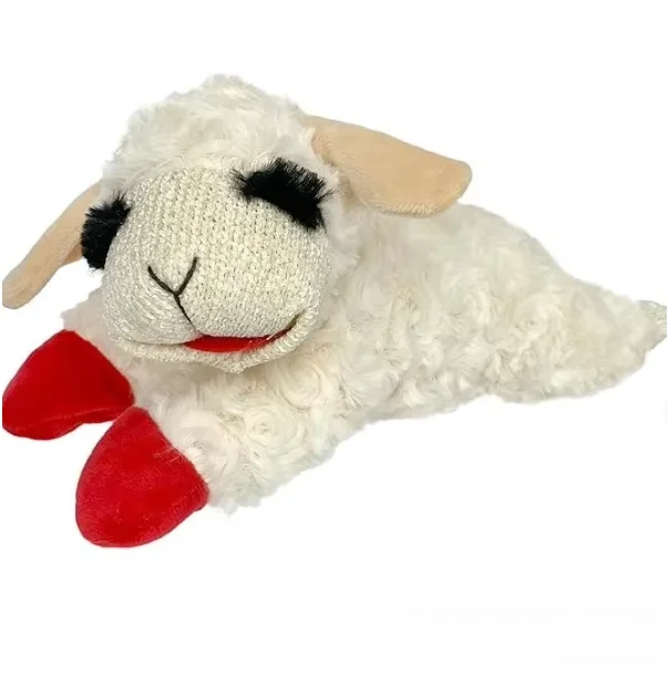 Hot Cross-Border Eco-friendly Durable Bone Sponge Pet Squeak Toys Loud Sounding Lamb Doll for Dogs Playing Training