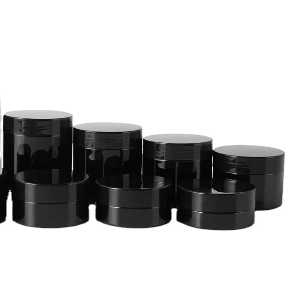 Black Plastic Skincare Cream Jars 50 ml 80 ml 100 ml 150 ml 200 ml 250 ml Body Scrub Cream PET Container With Lid